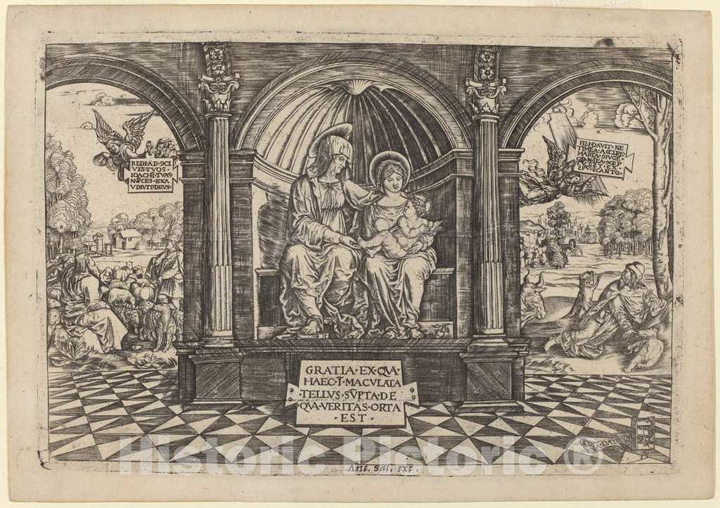 Art Print : Virgin and Child Enthroned with Saint Anne, c.1513 - Vintage Wall Art