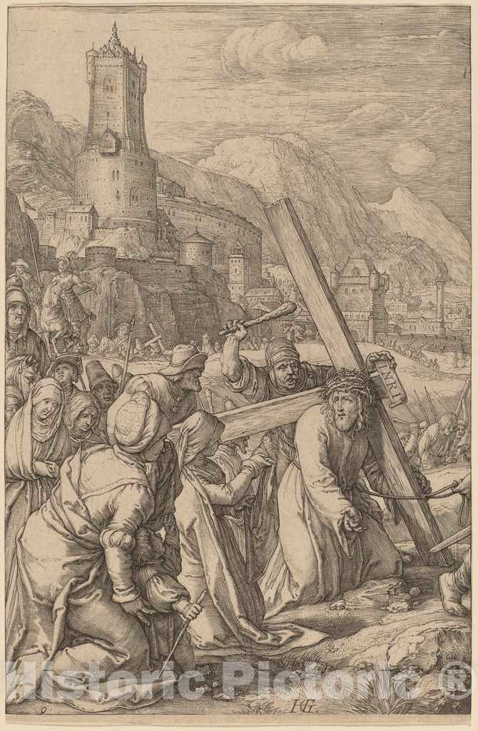 Art Print : Hendrik Goltzius, Christ Carrying The Cross, 1598 - Vintage Wall Art