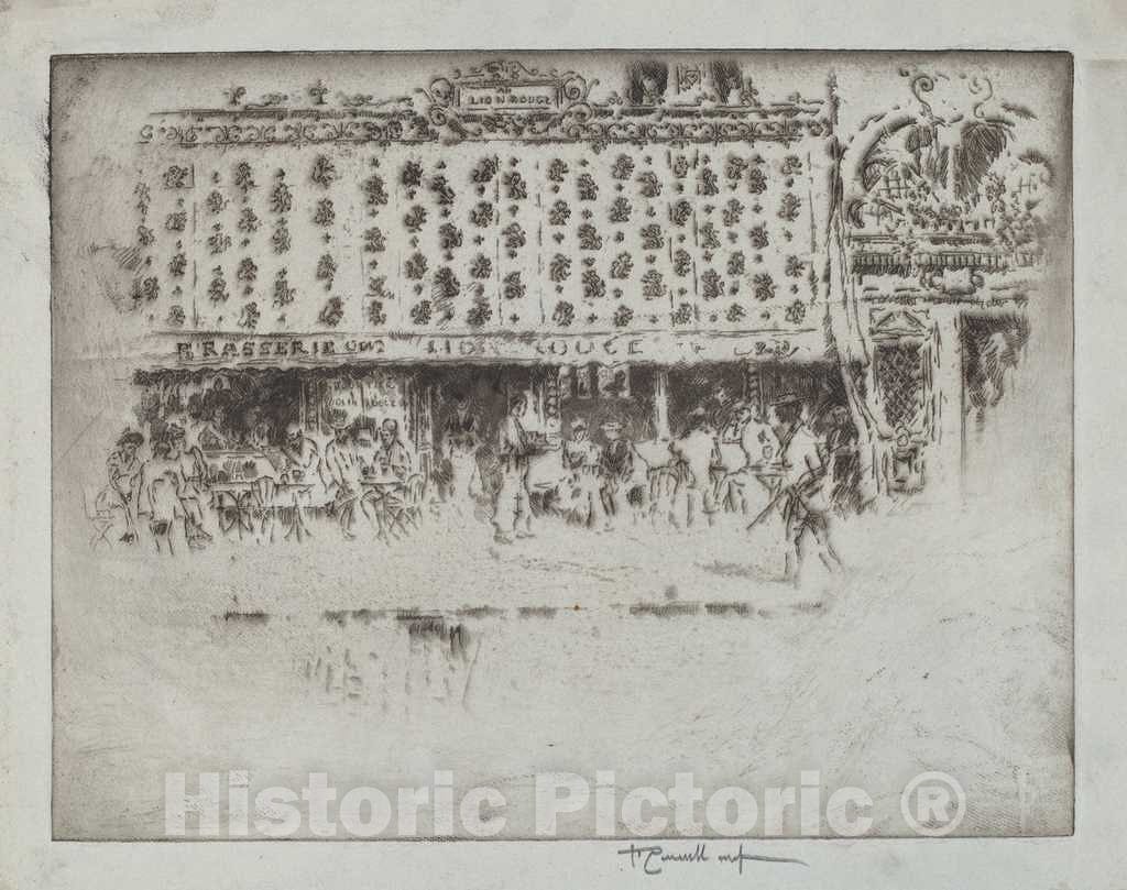 Art Print : Joseph Pennell, Brasserie, Au Lion Rouge, 1893 - Vintage Wall Art