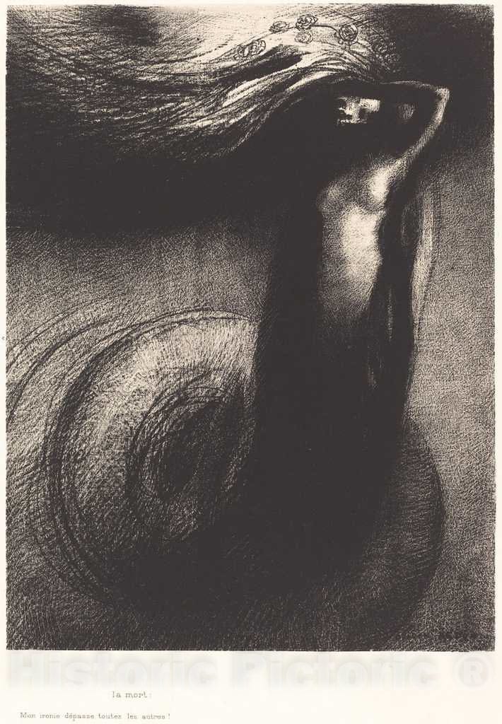 Art Print : Odilon Redon, La Mort: Mon ironie depasse toutes les autres! (Death: My Iron surpasses All Others!), 1889 - Vintage Wall Art