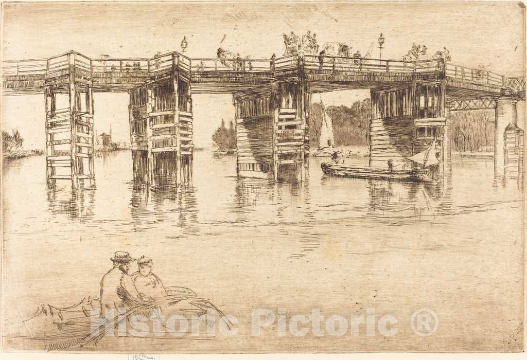 Art Print : James McNeill Whistler, Old Putney Bridge, 1879 - Vintage Wall Art