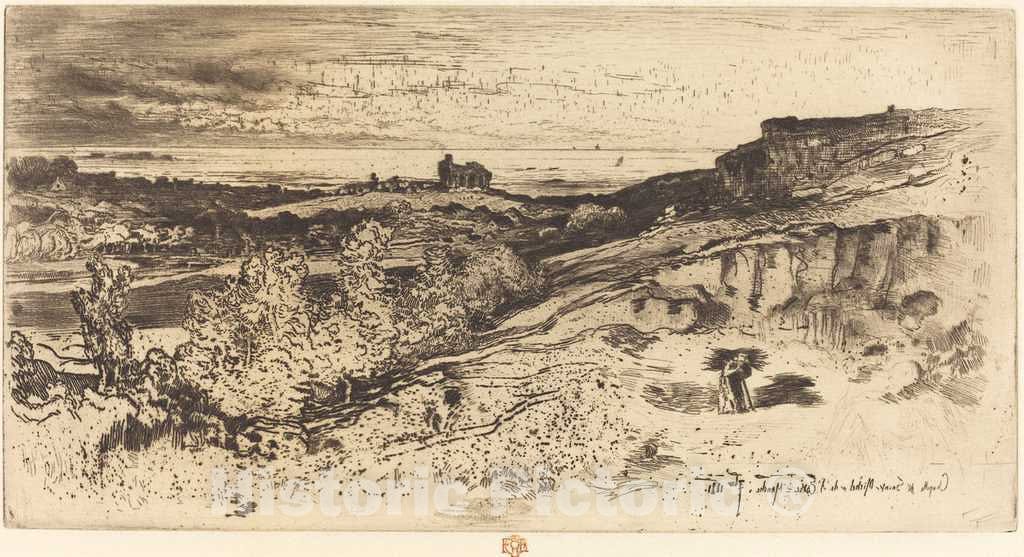 Art Print : FÃ©lix-Hilaire Buhot, La Chapelle Saint-Michel Ã  l'Estre - Vintage Wall Art