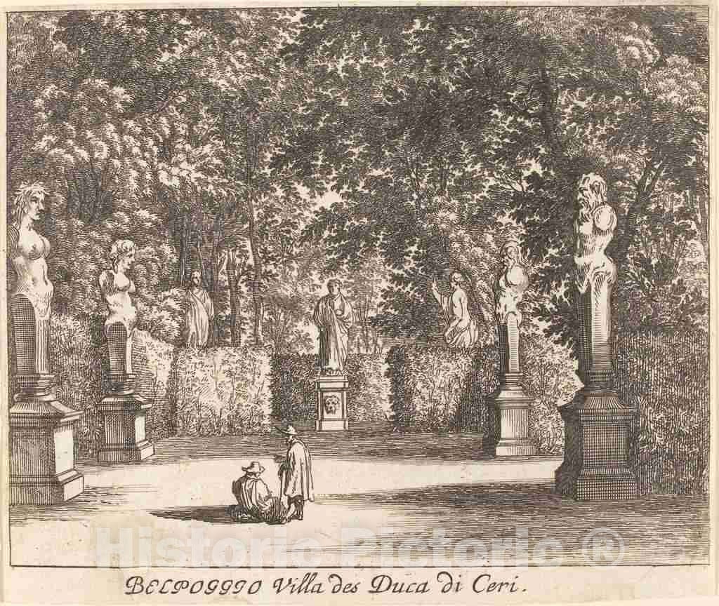Art Print : KÃ¼sel After Johann Wilhelm Baur, Balpoggio, Villa of Duke di Ceri, 1681 - Vintage Wall Art
