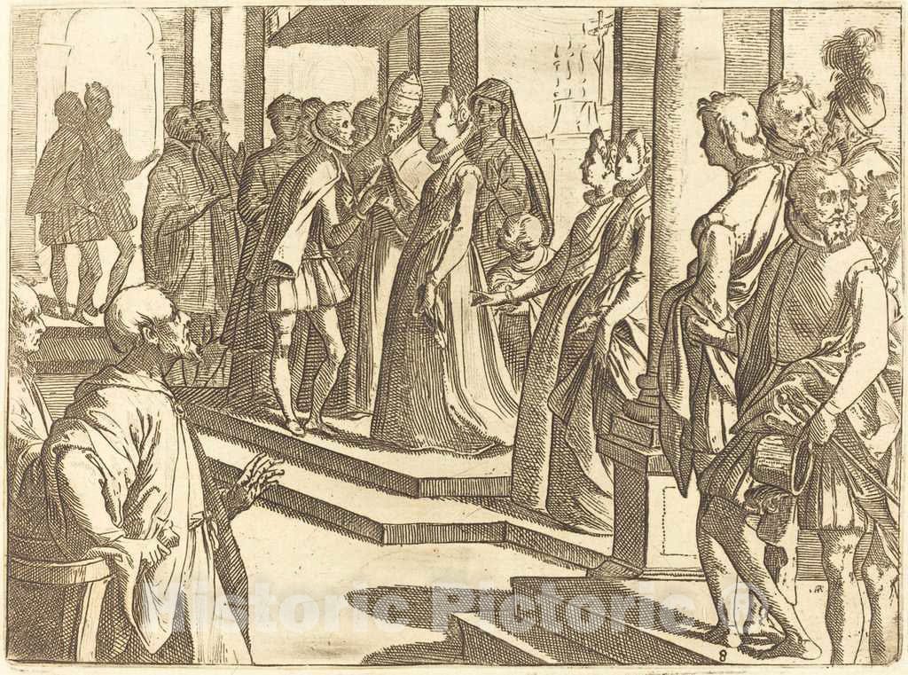 Art Print : Raffaello Schiaminossi, The Betrothal of Margaret of Austria to Philip III, King of Spain, 1612 - Vintage Wall Art
