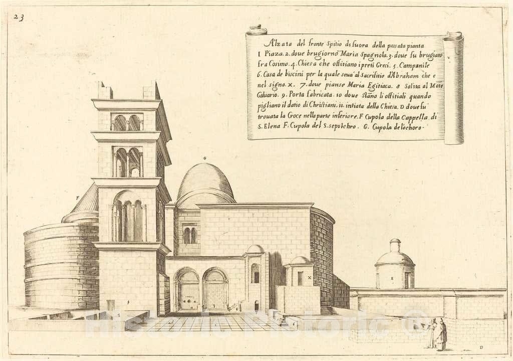 Art Print : Jacques Callot, Elevation of a Church, 1619 - Vintage Wall Art