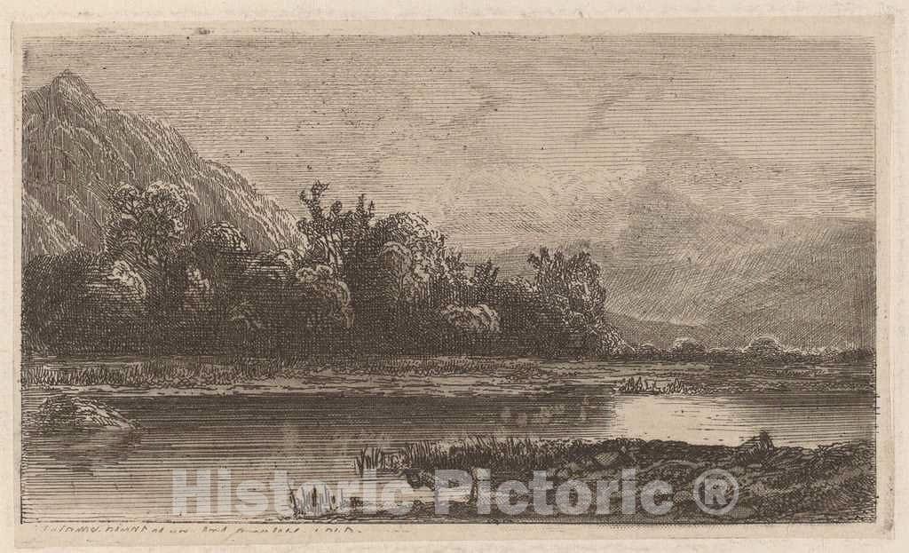 Art Print : Alexandre Calame, Mountain Lake, 1840 - Vintage Wall Art