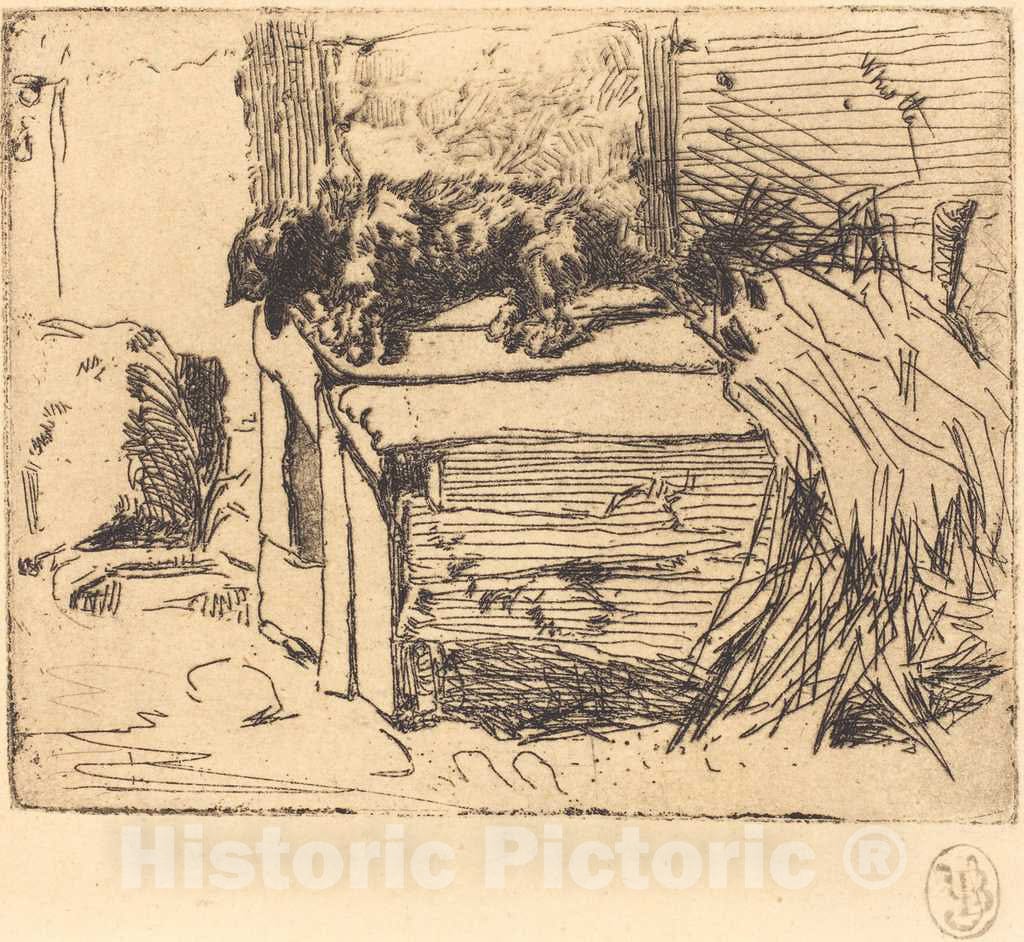 Art Print : James McNeill Whistler, The Dog on The Kennel - Vintage Wall Art