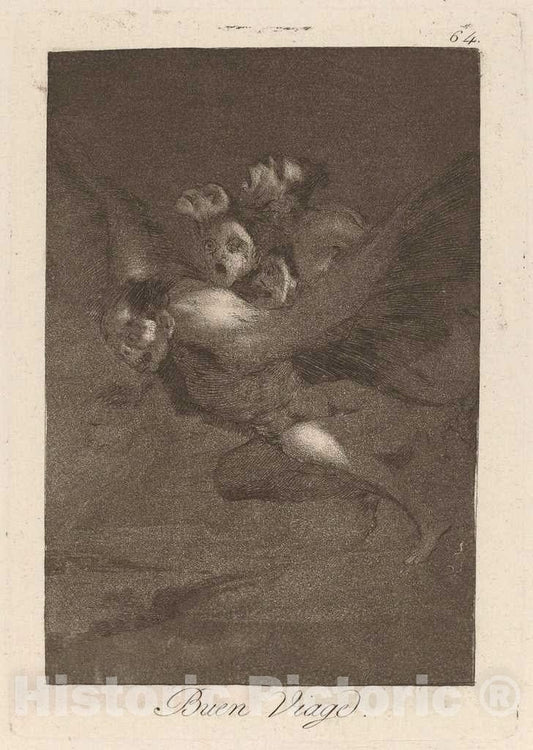 Art Print : Francisco de Goya, Los caprichos: Buen Viage, 1799 - Vintage Wall Art