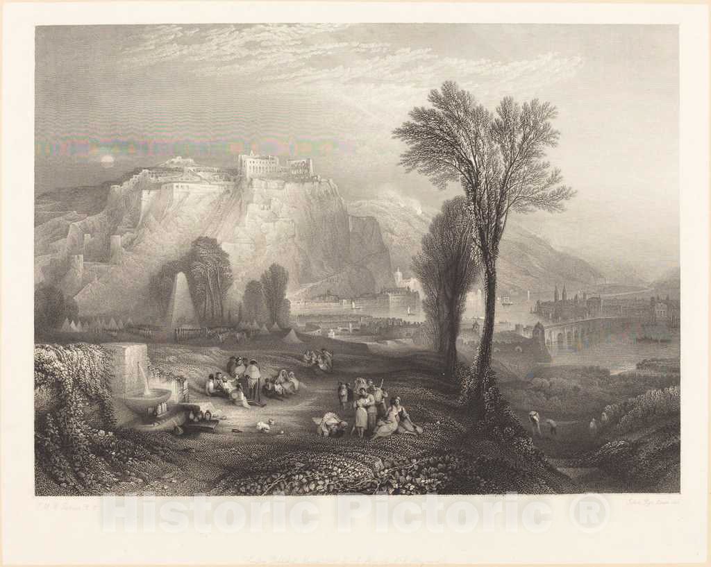 Art Print : Pye After Mallord Turner, Ehrenbreitstein, 1845 - Vintage Wall Art