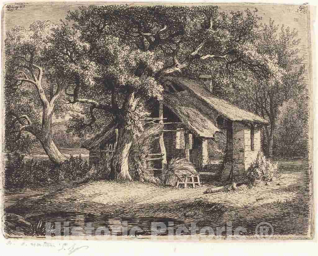 Art Print : EugÃ¨ne BlÃ©ry, La chaumiÃ¨re au Poirier (Cottage with Pear Tree), 1849 - Vintage Wall Art