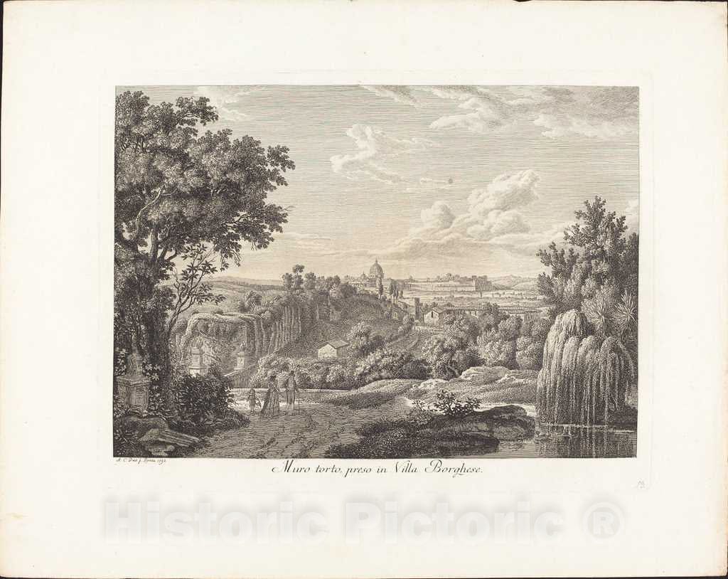 Art Print : Albert Christoph Dies, Muro torto, preso in Villa Borghese, 1792 - Vintage Wall Art
