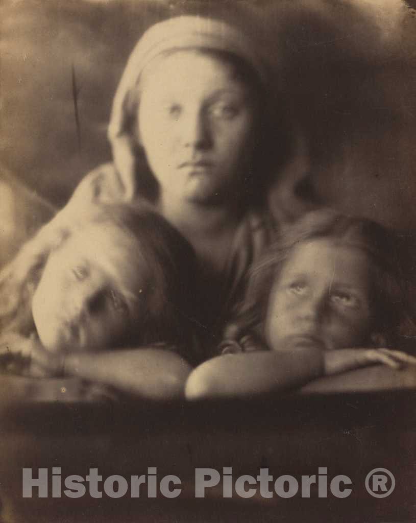 Art Print : Julia Margaret Cameron, Mary Hillier and Two Children, 1864 - Vintage Wall Art