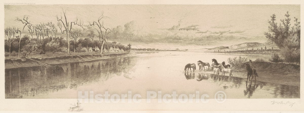 Art Print : William De La Montagne Cary, Untitled (Native American Camp), 1891 - Vintage Wall Art
