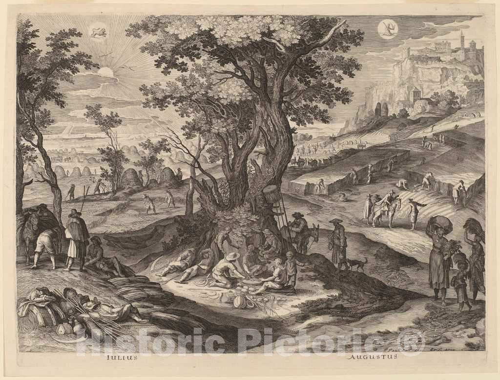 Art Print : Sadeler II After Bril, July and August, 1615 - Vintage Wall Art