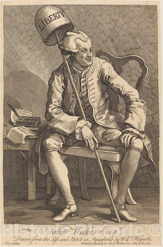 Art Print : William Hogarth, John Wilkes Esq, 1763 - Vintage Wall Art