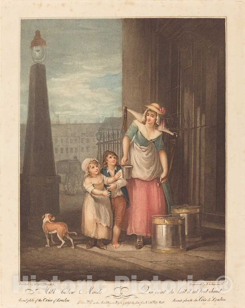 Art Print : Schiavonetti After Wheatley, Milk Below Maids, 1793 - Vintage Wall Art
