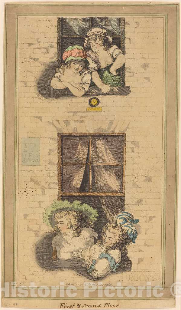 Art Print : Rowlandson, First and Second Floor, 1791 - Vintage Wall Art