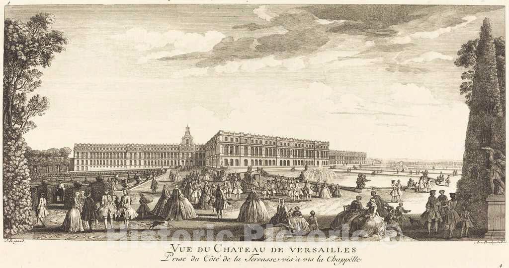 Art Print : Baptiste Rigaud, Vue du Chateau de Versailles Prise du Cote dela Terrasse vis a vis la Chapelle - Vintage Wall Art