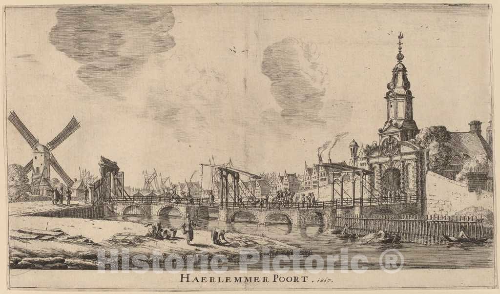 Art Print : Reinier Nooms, Haarlem Gate (Haerlemmer Poort), 1617 - Vintage Wall Art