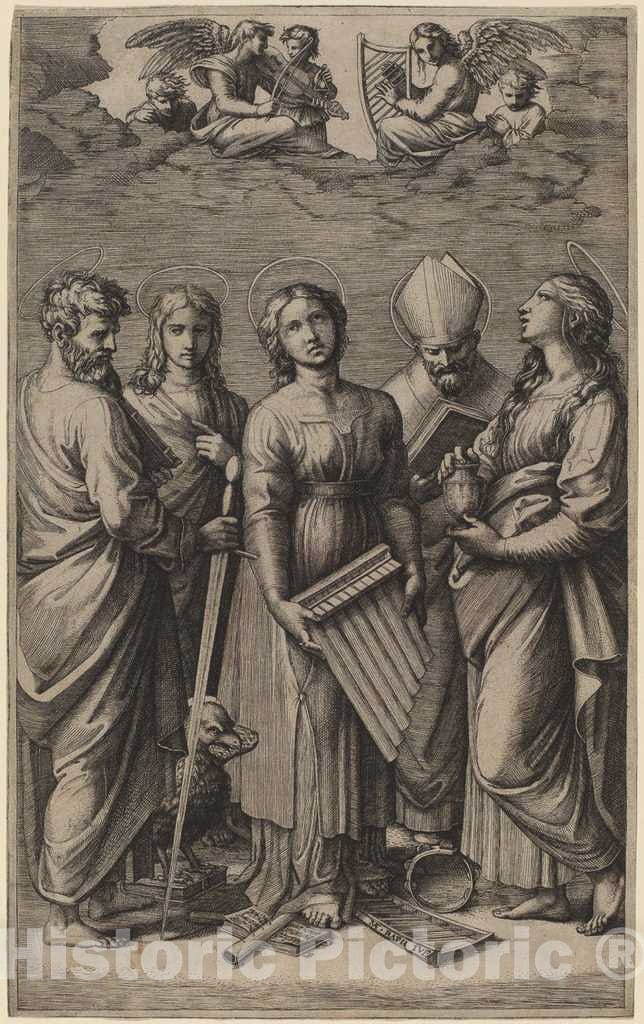 Art Print : Raimondi After Raphael, Saint Cecilia - Vintage Wall Art