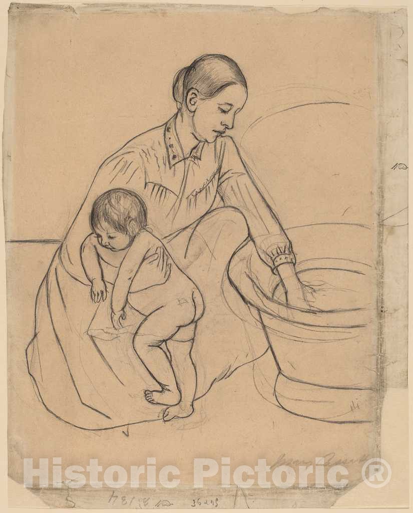 Art Print : Mary Cassatt, The Bath [Recto], 1890-1891 - Vintage Wall Art