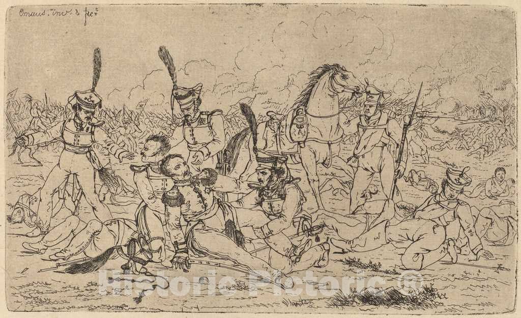 Art Print : Gerhardus Emaus de Micault, Death of a Russian General (Le Mort d'un General Russe), 1814 - Vintage Wall Art