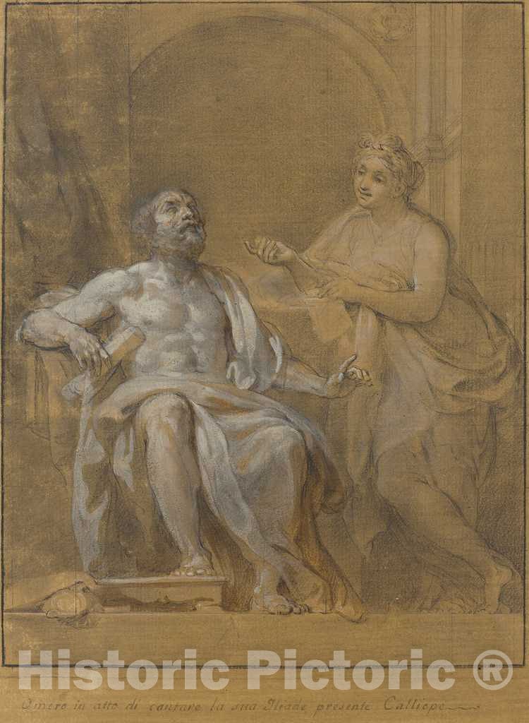 Art Print : Tommaso Conca, Homer and Calliope, c. 1786 - Vintage Wall Art