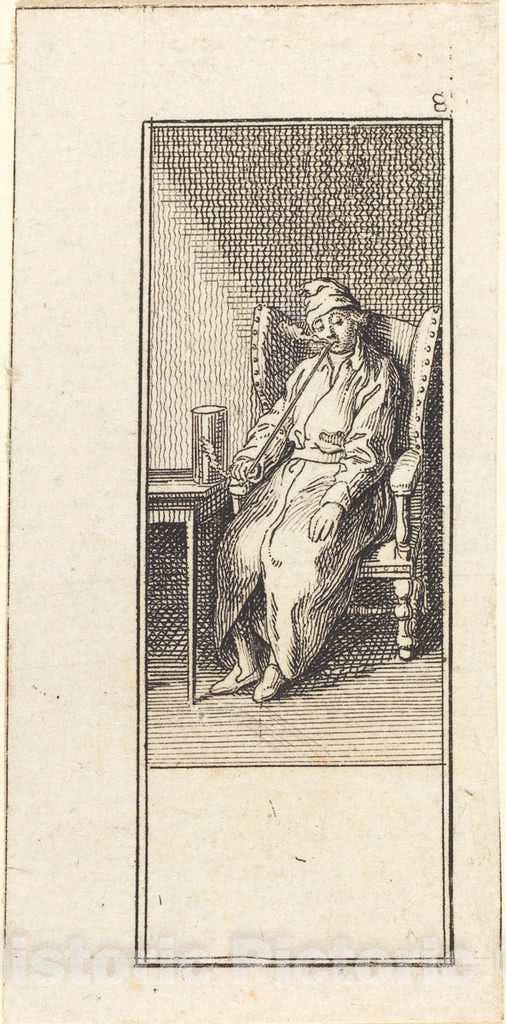 Art Print : Daniel Nikolaus Chodowiecki, Young Man Seated, Smoking, 1784 - Vintage Wall Art