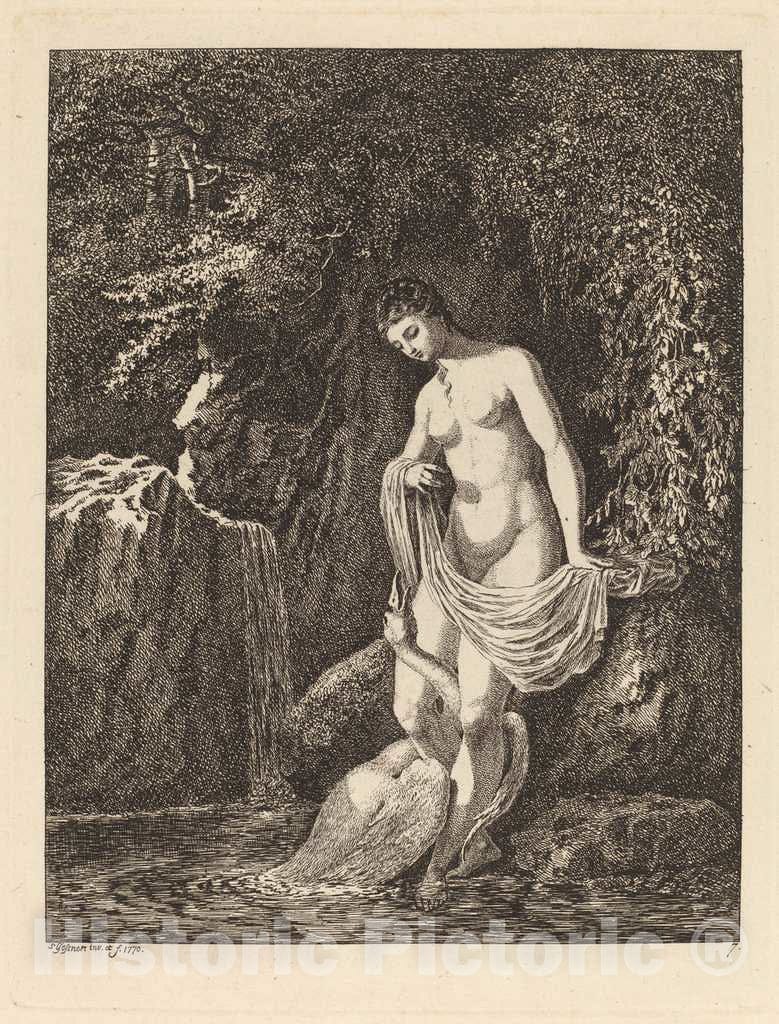 Art Print : Salomon Gessner, Leda and The Swan, 1770 - Vintage Wall Art