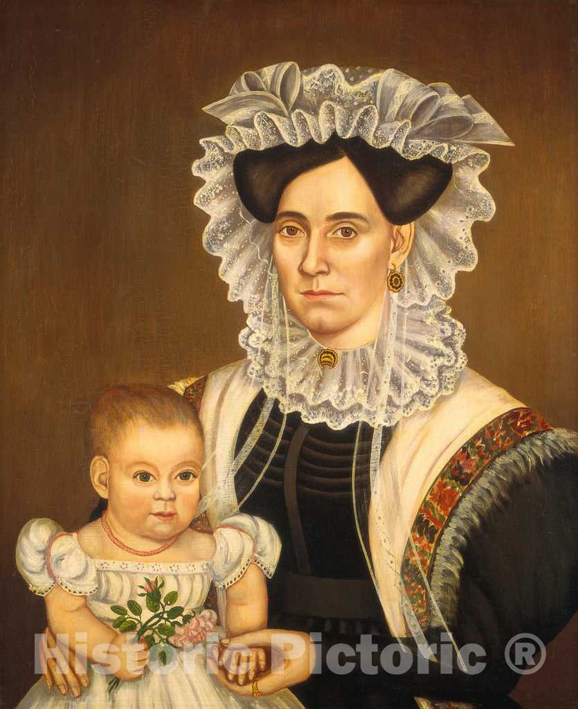 Art Print : Milton W. Hopkins, Aphia Salisbury Rich and Baby Edward, c. 1833 - Vintage Wall Art