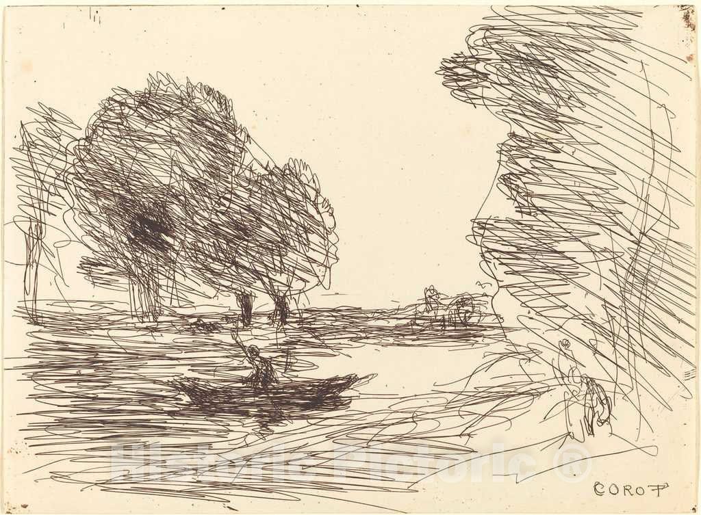 Art Print : Baptiste-Camille Corot, Boatman (Le Batelier), 1874 - Vintage Wall Art