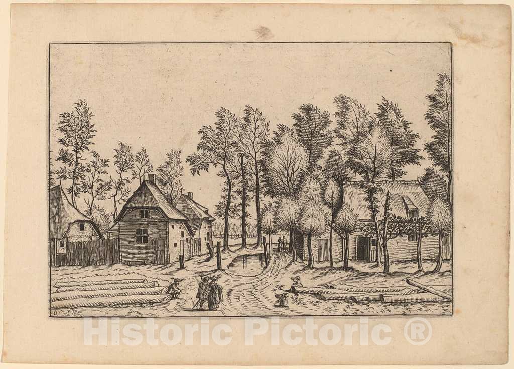 Art Print : Doetechum, Village Street, in or Before 1676 - Vintage Wall Art
