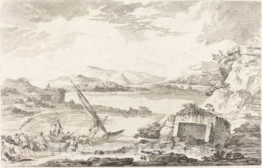 Art Print : Jacques LeBas After Julien Le Roy, View of The Ancient Port of Phaleron, Athens, 1758 - Vintage Wall Art