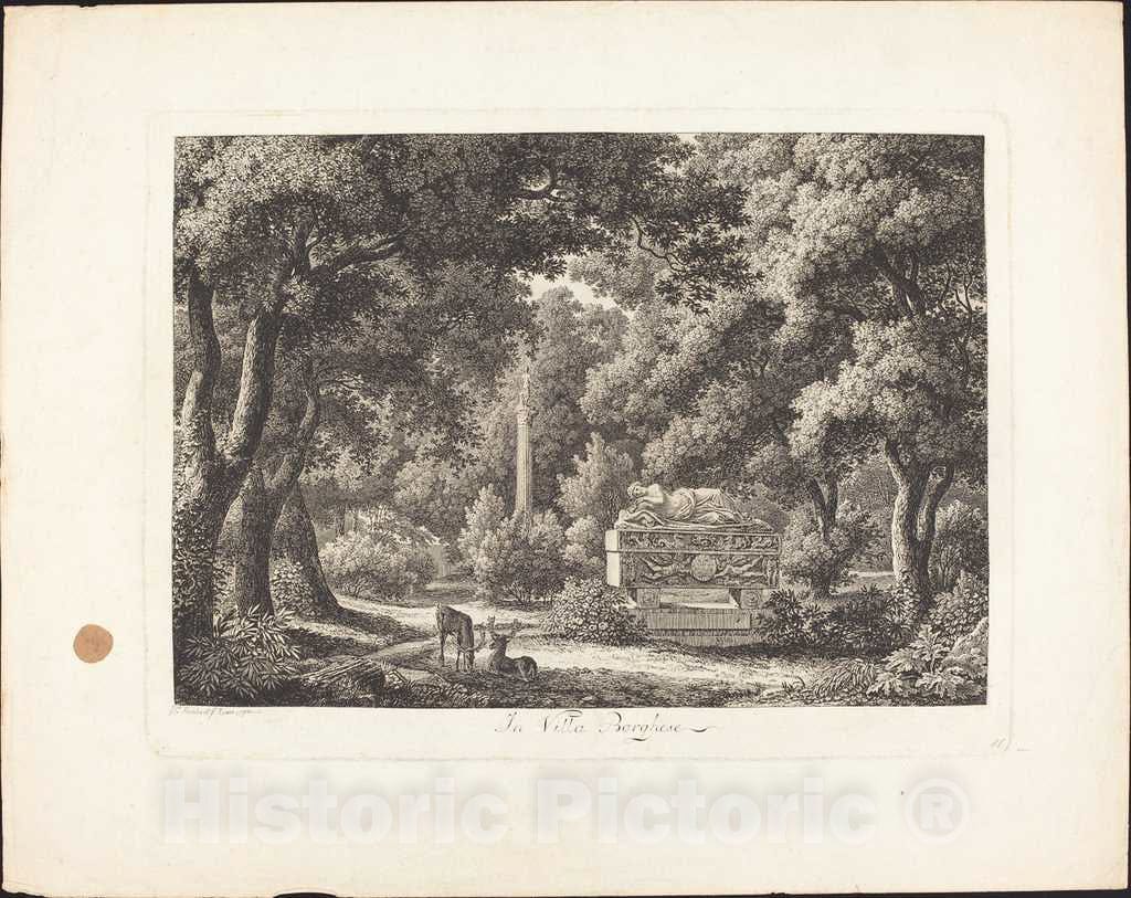 Art Print : Johann Christian Reinhart, in Villa Borghese, 1794 - Vintage Wall Art
