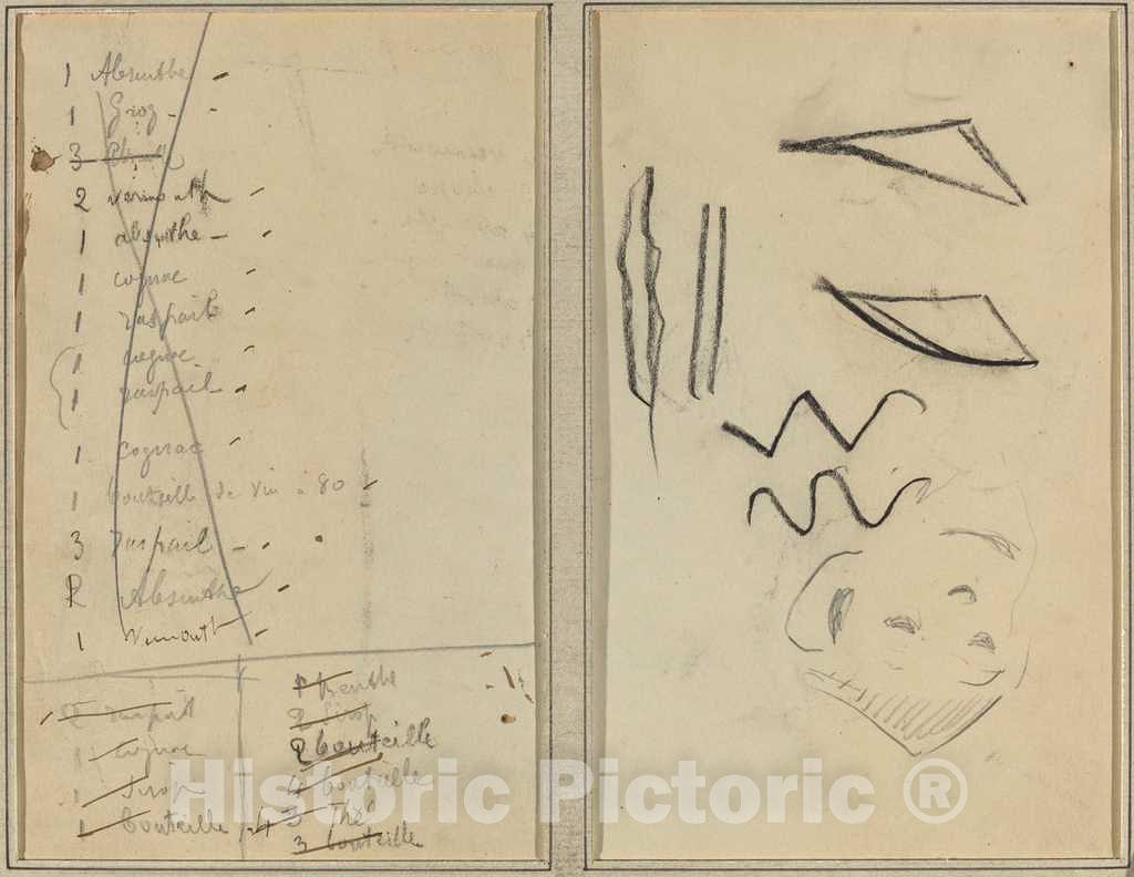 Art Print : Paul Gauguin, Neige (Snow); Itinerary [Recto], 1884-1888 - Vintage Wall Art