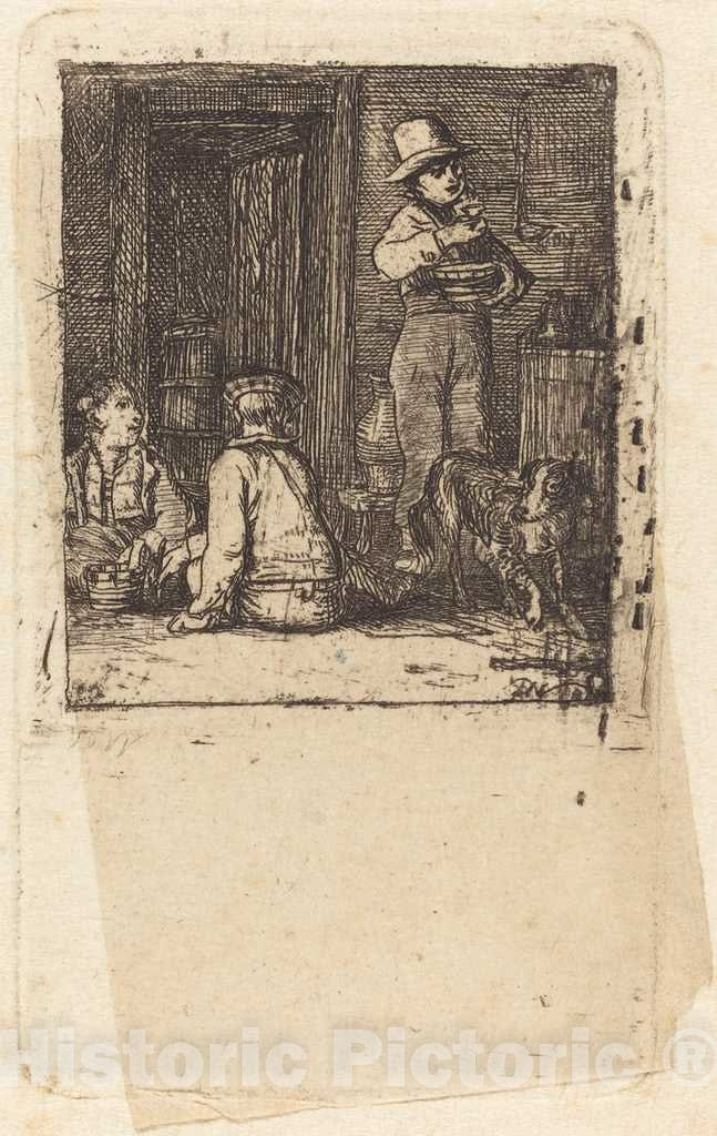 Art Print : Sir David Wilkie, Interior with Three Boys and a Dog, c. 1813 - Vintage Wall Art