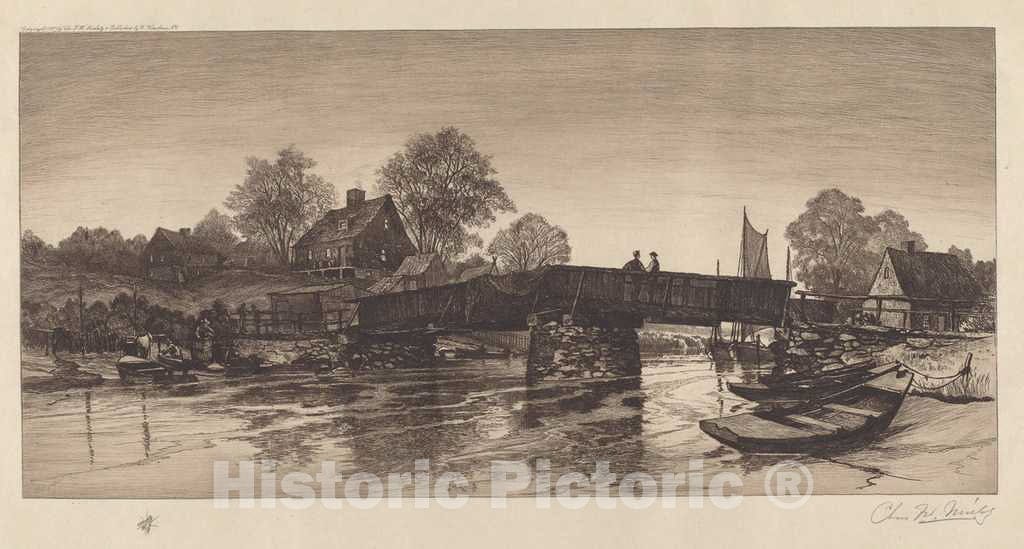 Art Print : Charles Frederick William Mielatz, Untitled (Old Bridge), 1888 - Vintage Wall Art