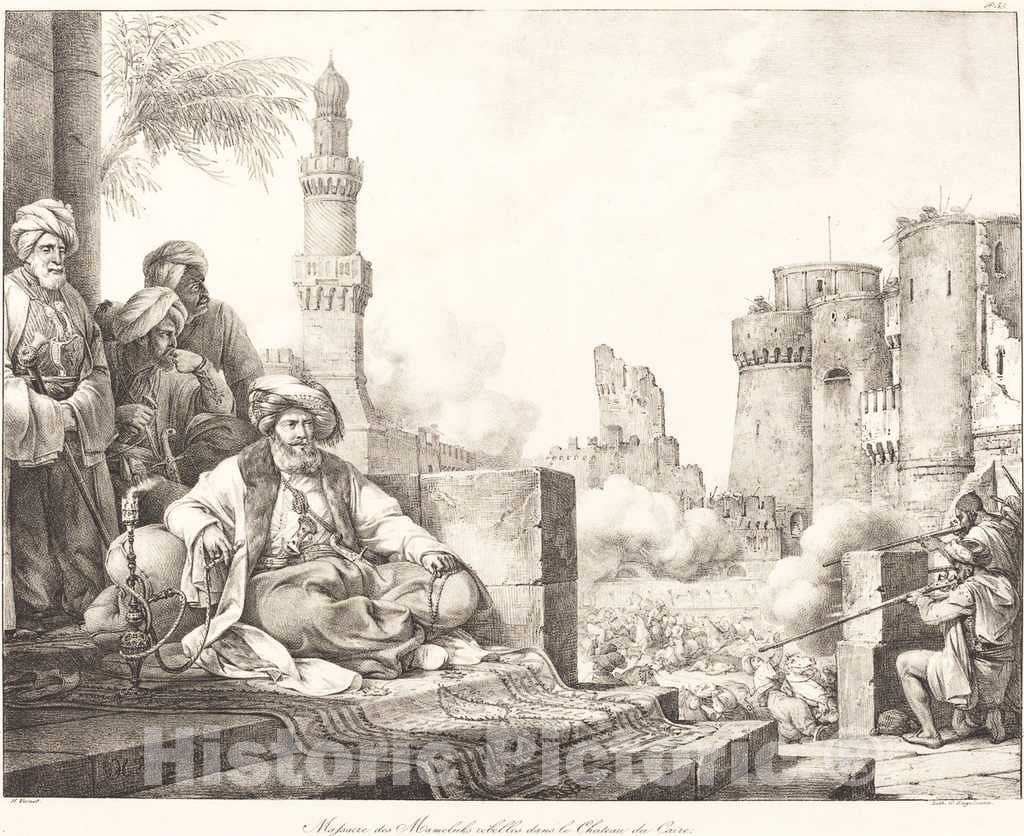 Art Print : Horace Vernet, Massacre des Mameluks Rebelles Dans le ChÃ¢teau de Caire, 1818 - Vintage Wall Art