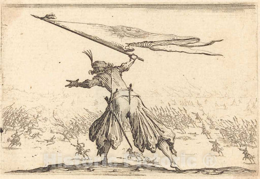 Art Print : Jacques Callot, Standard Bearer, c. 1617 - Vintage Wall Art