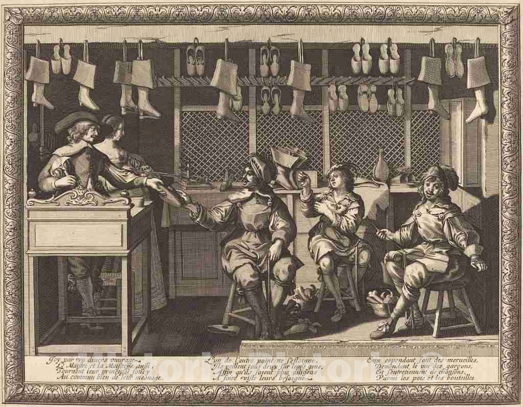 Art Print : Abraham Bosse, The Shoemakers - Vintage Wall Art