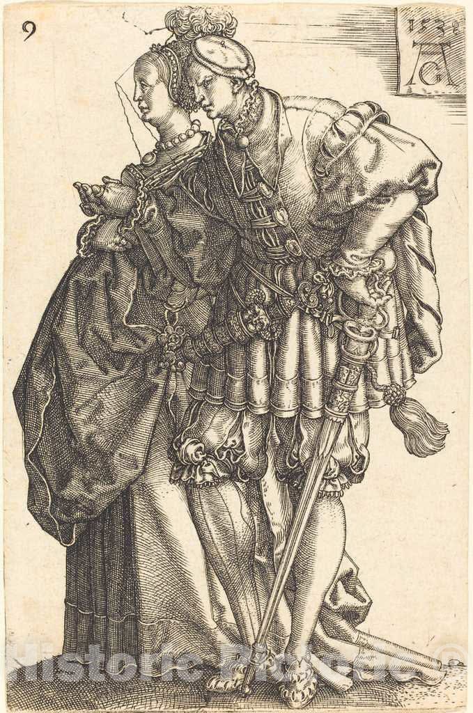 Art Print : Aldegrever, Large Wedding Dancers, 1538 - Vintage Wall Art