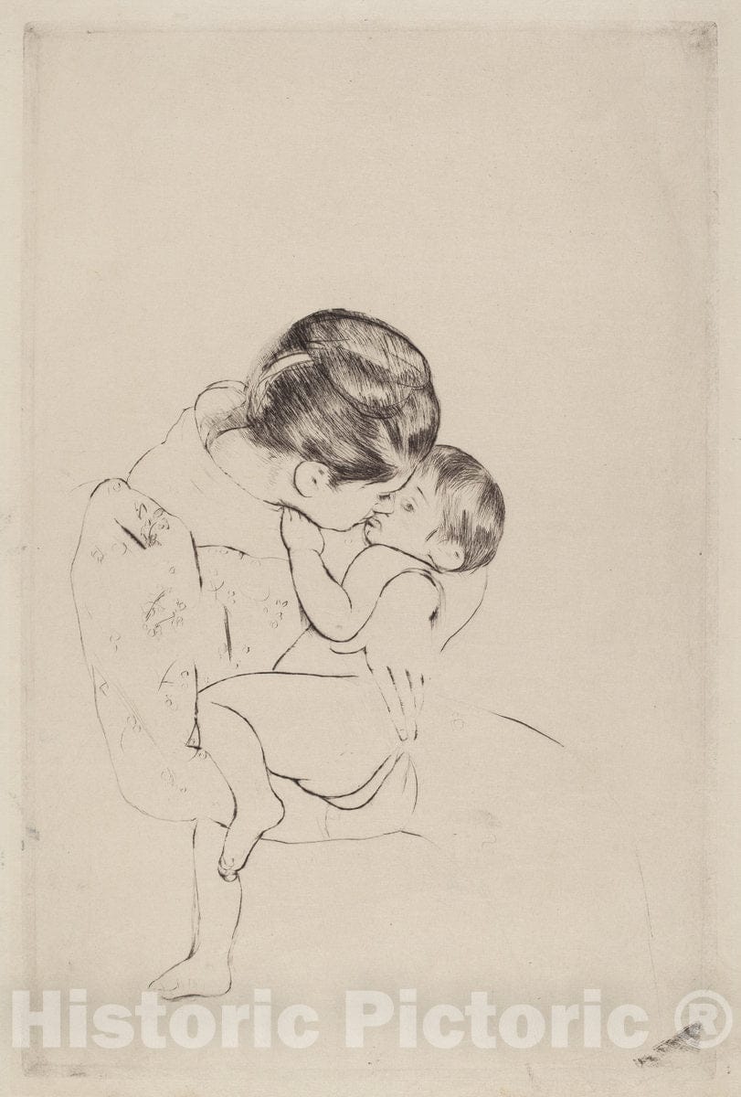Art Print : Mary Cassatt, Mother's Kiss, 1890-1891 - Vintage Wall Art