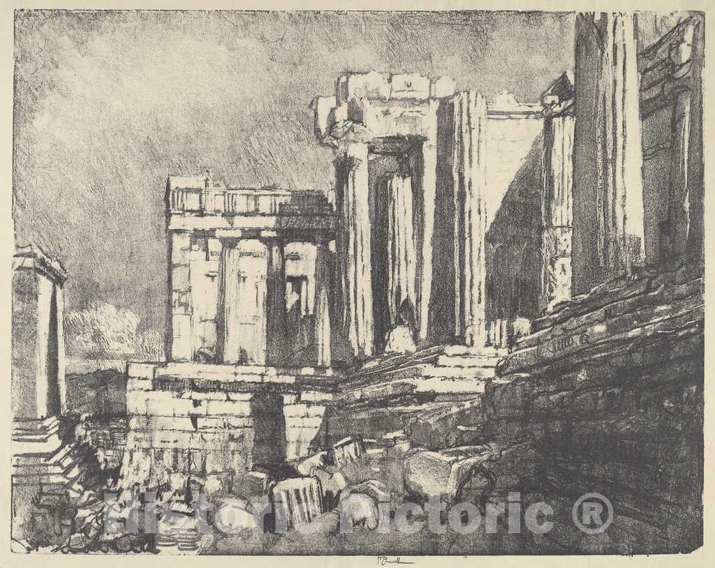 Art Print : Joseph Pennell, The Propylaea, Athens, 1913 - Vintage Wall Art