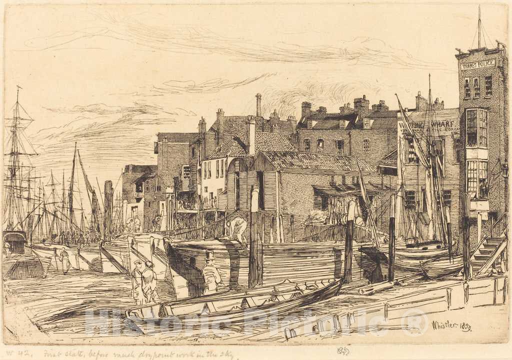 Art Print : James McNeill Whistler, Thames Police, 1859 - Vintage Wall Art