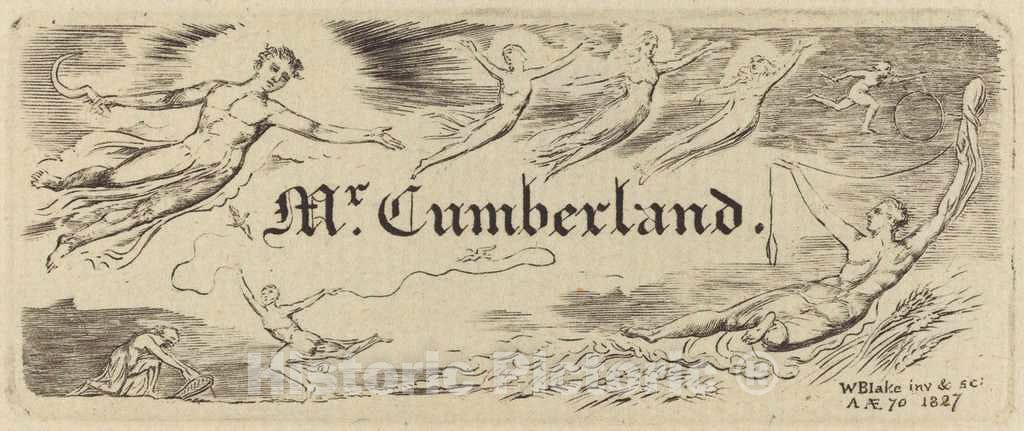 Art Print : William Blake, George Cumberland's Card, 1827 - Vintage Wall Art