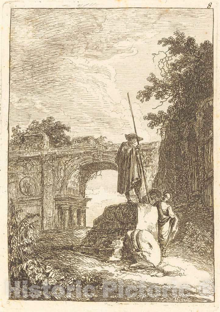 Art Print : Hubert Robert, The Triumphal Arch - Vintage Wall Art