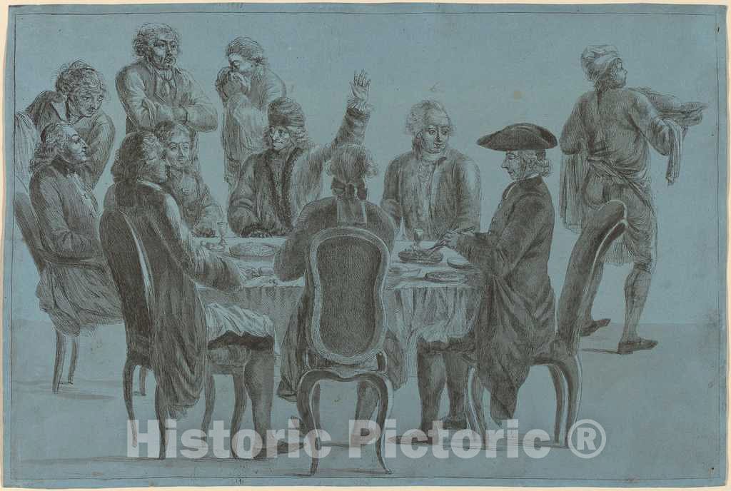 Art Print : Jean Huber, Le souper des philosophes - Vintage Wall Art
