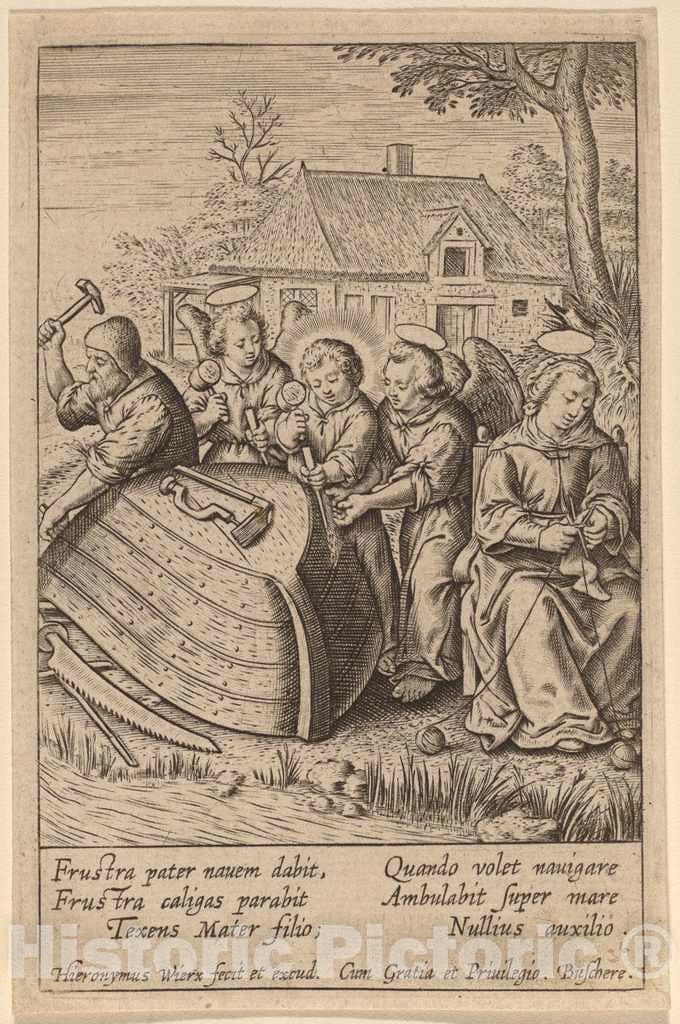 Art Print : Hieronymus Wierix, Frustra Pater nauem dabit - Vintage Wall Art