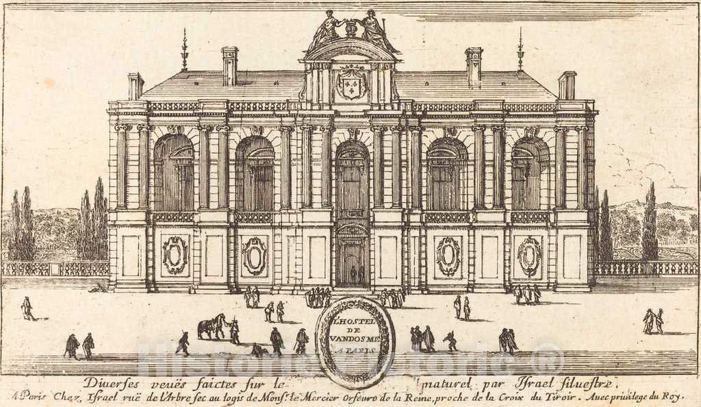 Art Print : IsraÃ«l Silvestre, L'Hostel de Vandosme a Paris, 1652 - Vintage Wall Art