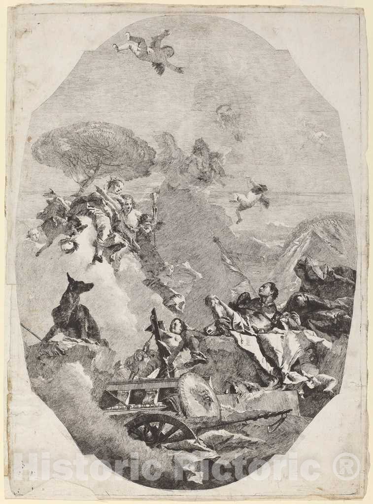 Art Print : Tiepolo After Battista Tiepolo, The Triumph of Mars, c.1768 - Vintage Wall Art